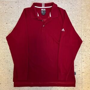 Vintage Adidas Polo Shirt Mens Medium Red Climalite Stretch Long Sleeve Y2K
